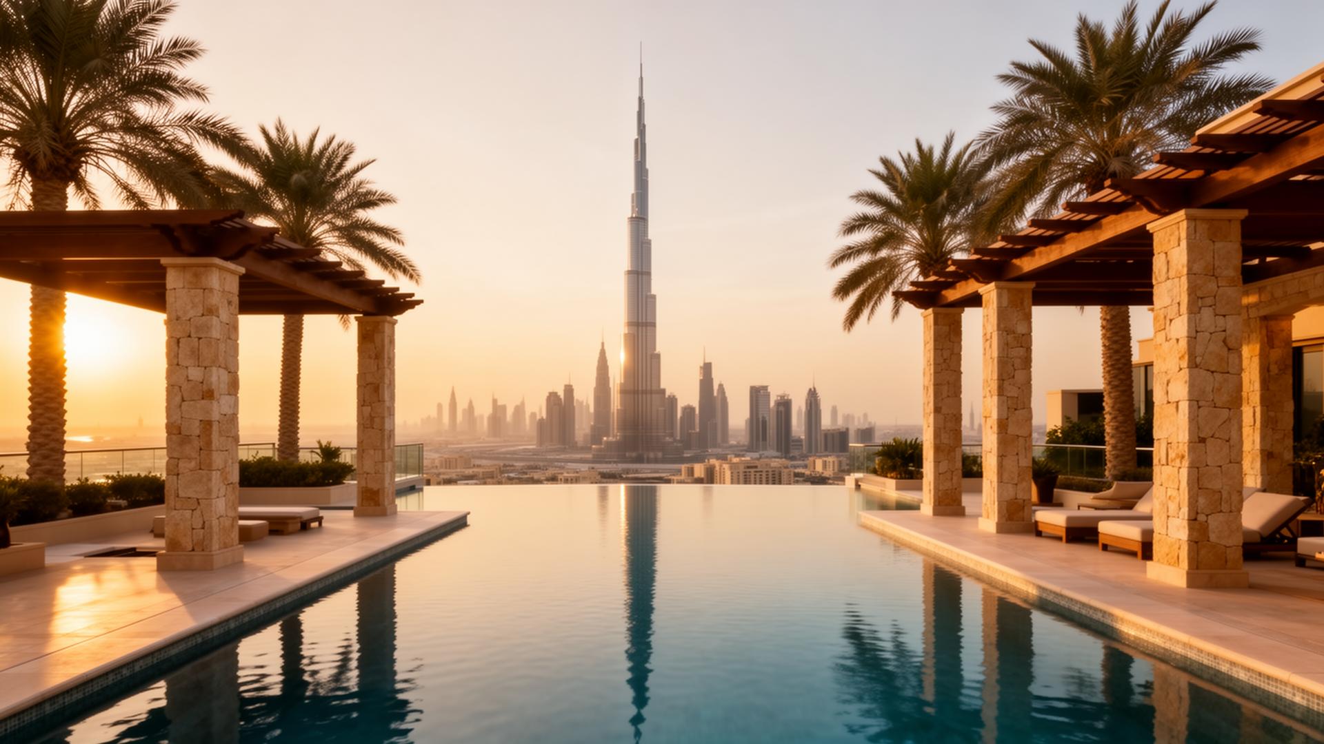 Luxury Dubai skyline at twilight